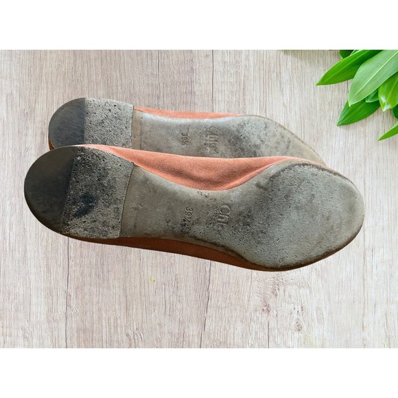 Chloe Lauren Suede Leather Ballet Flats Scalloped Peach Salmon Italy Sz 39.5 US - Picture 6 of 7